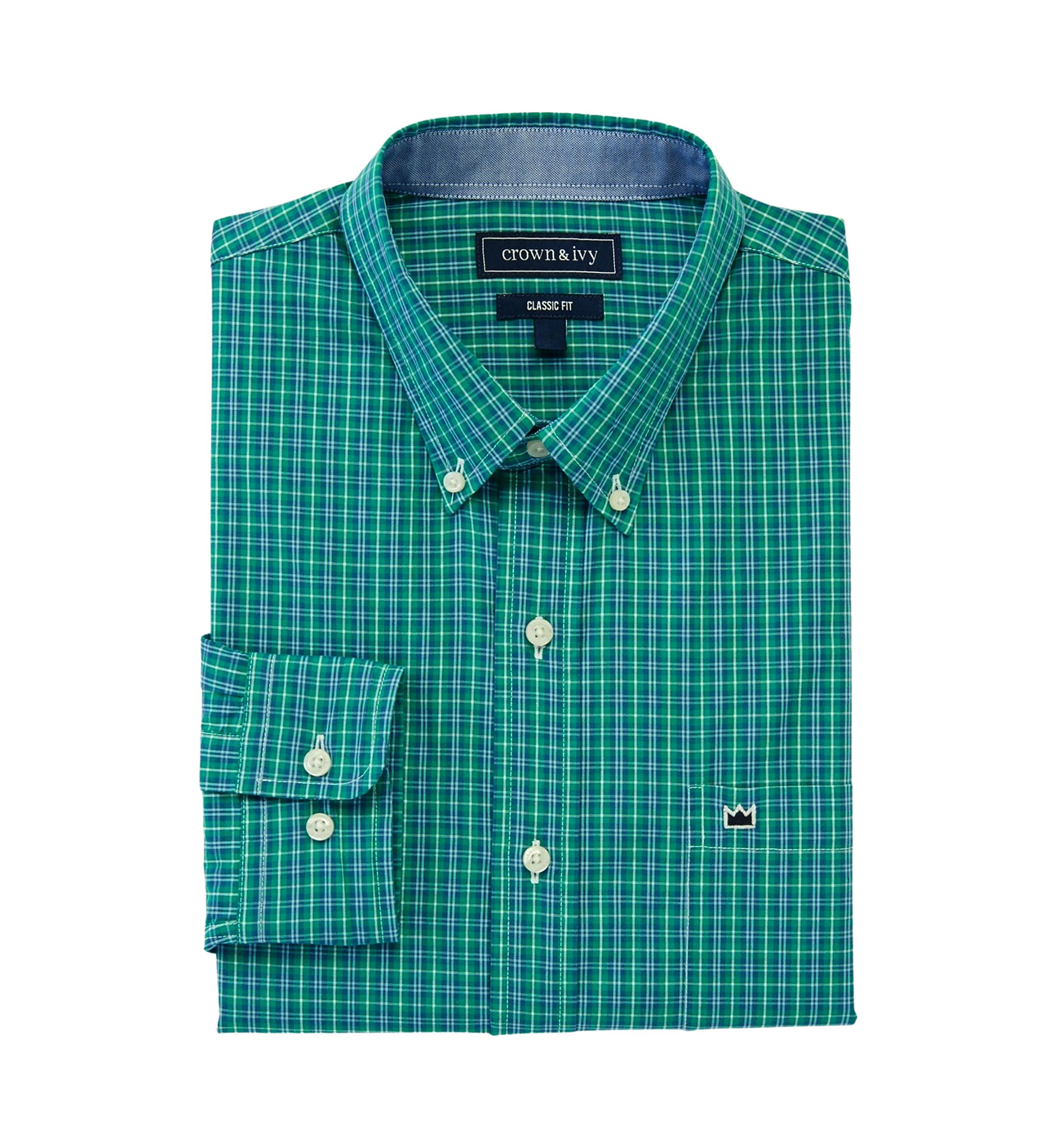 Long Sleeve Woven Poplin Plaid Shirt