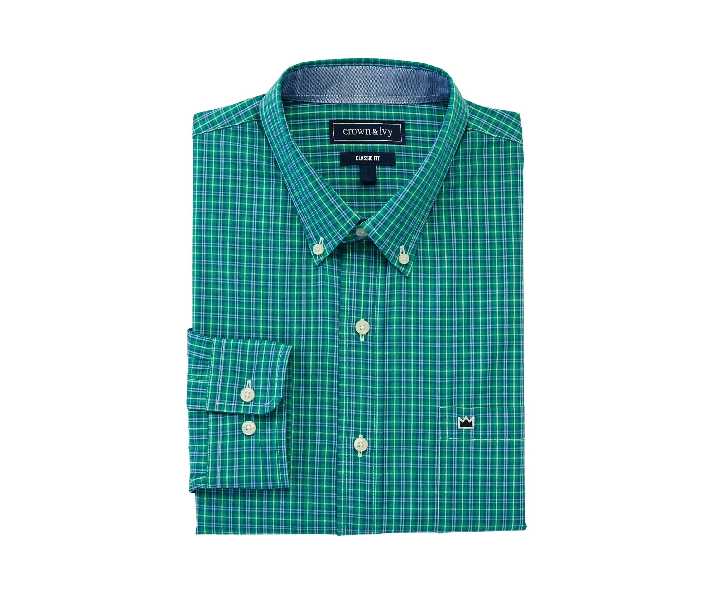 Long Sleeve Woven Poplin Plaid Shirt