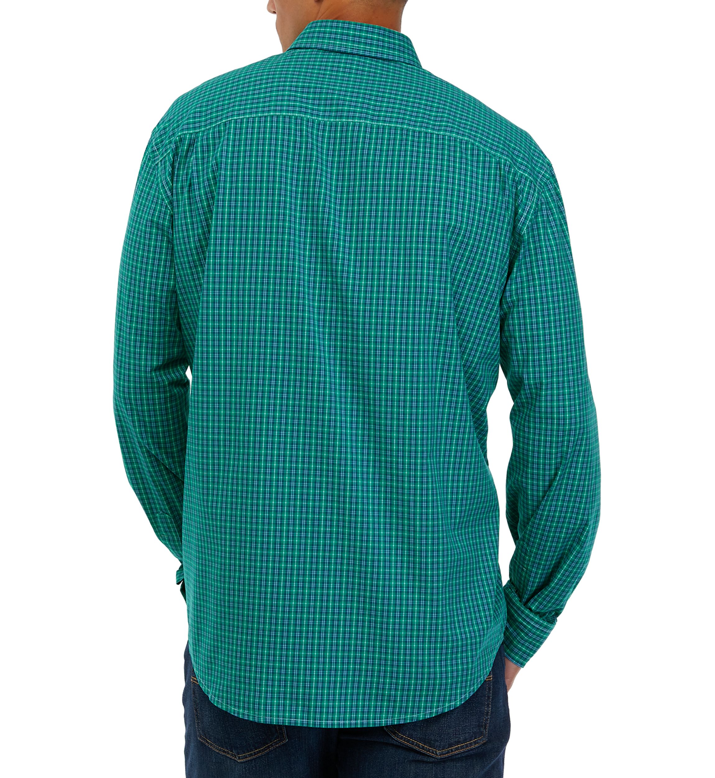 Long Sleeve Woven Poplin Plaid Shirt