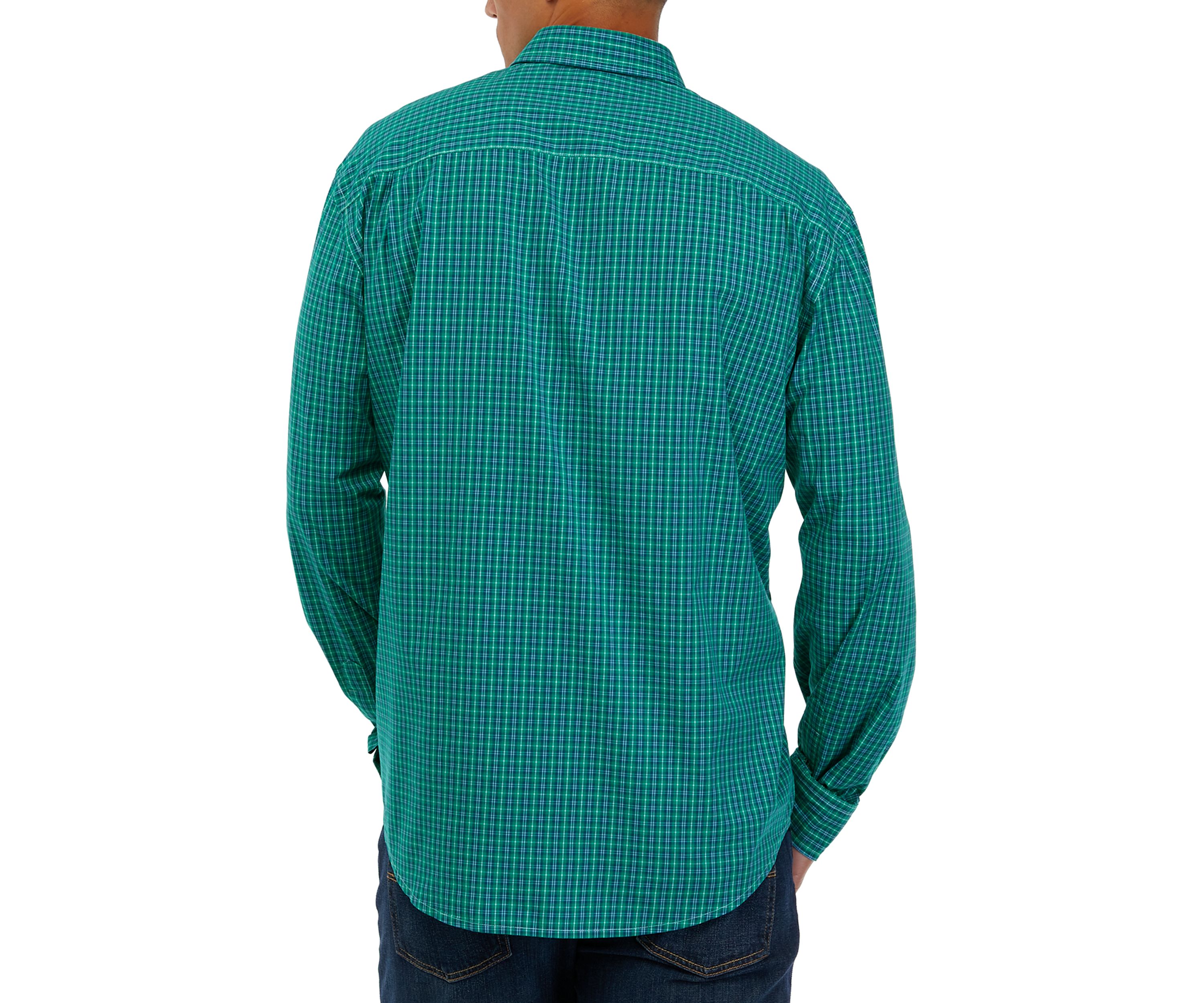 Long Sleeve Woven Poplin Plaid Shirt