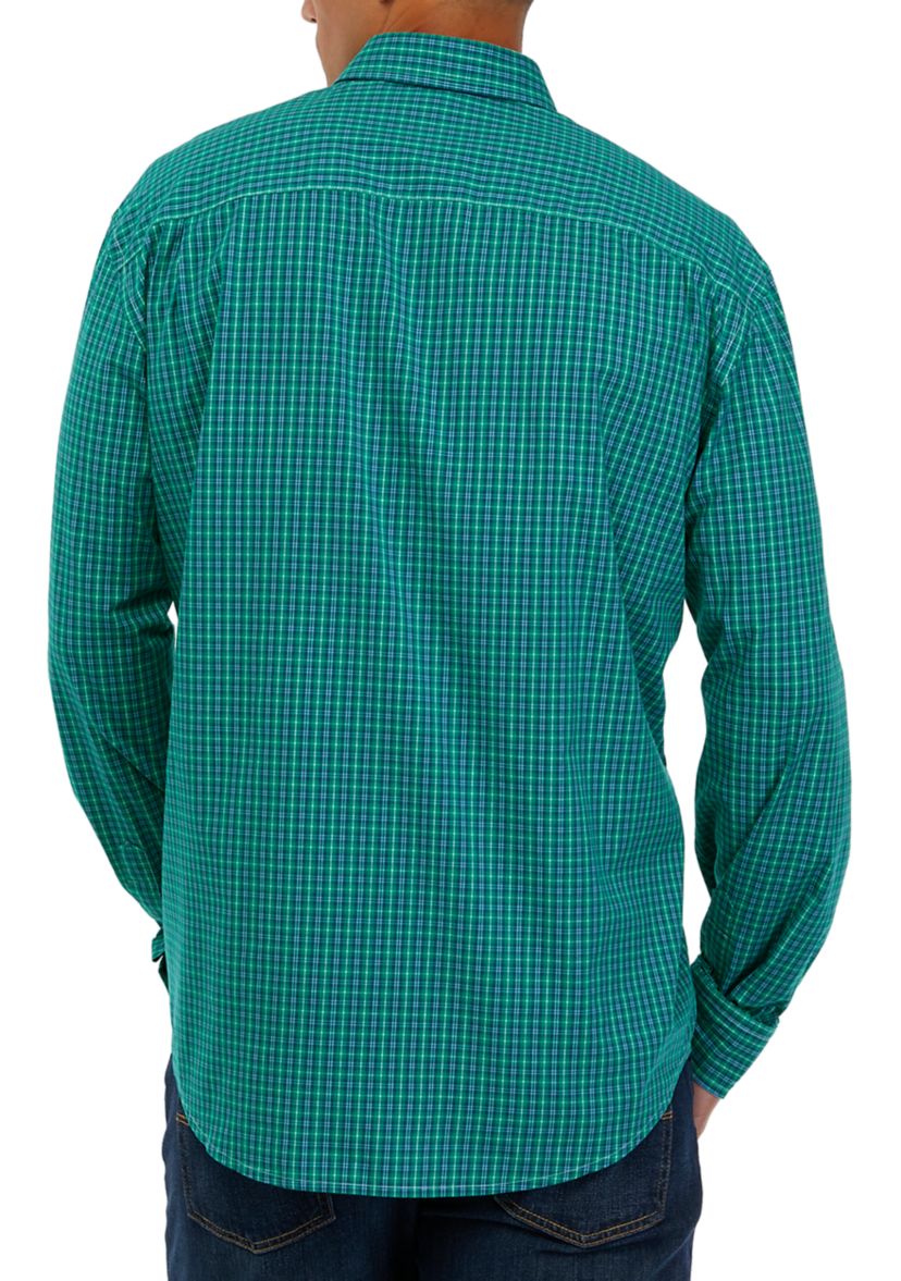 Long Sleeve Woven Poplin Plaid Shirt