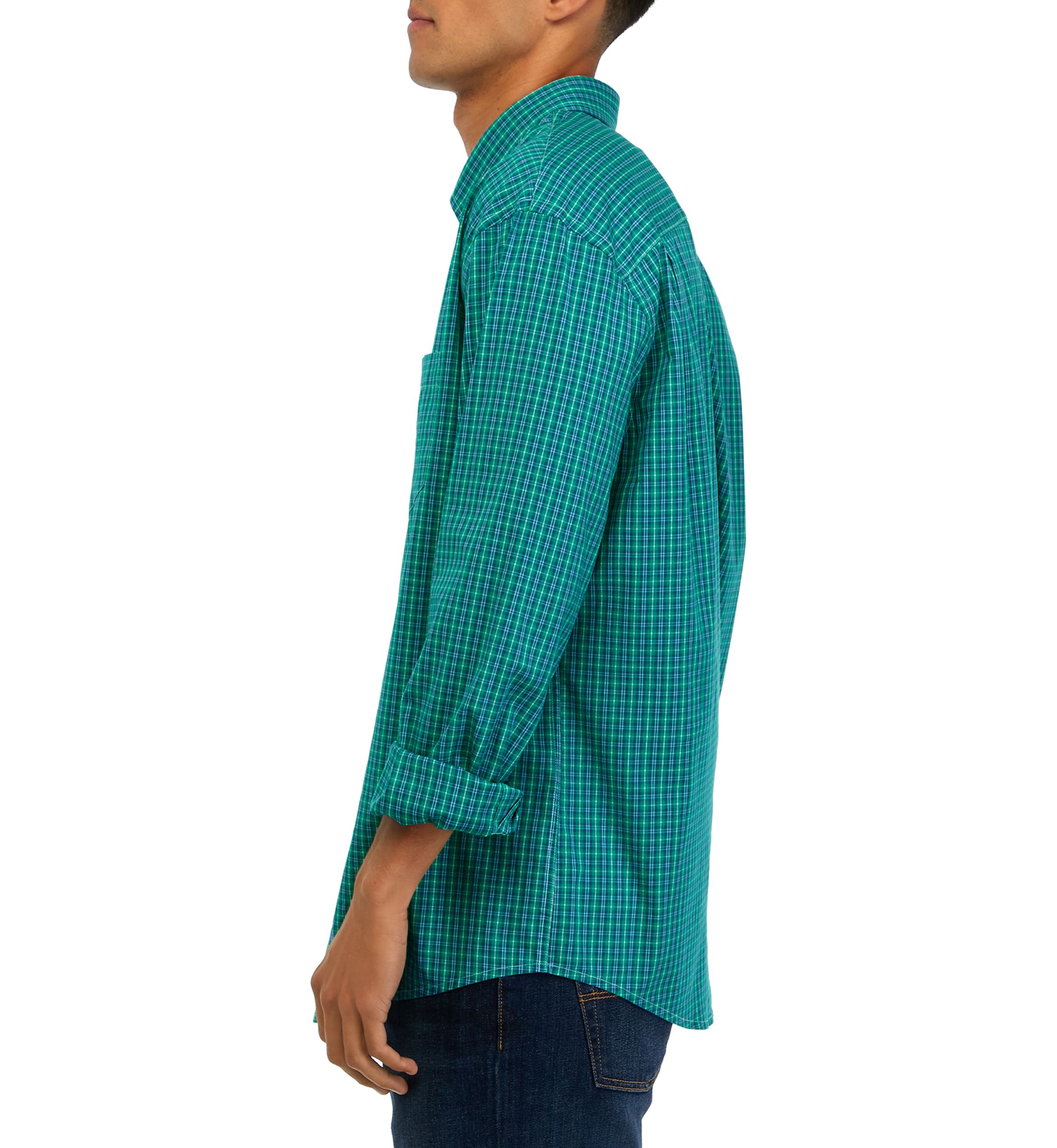 Long Sleeve Woven Poplin Plaid Shirt