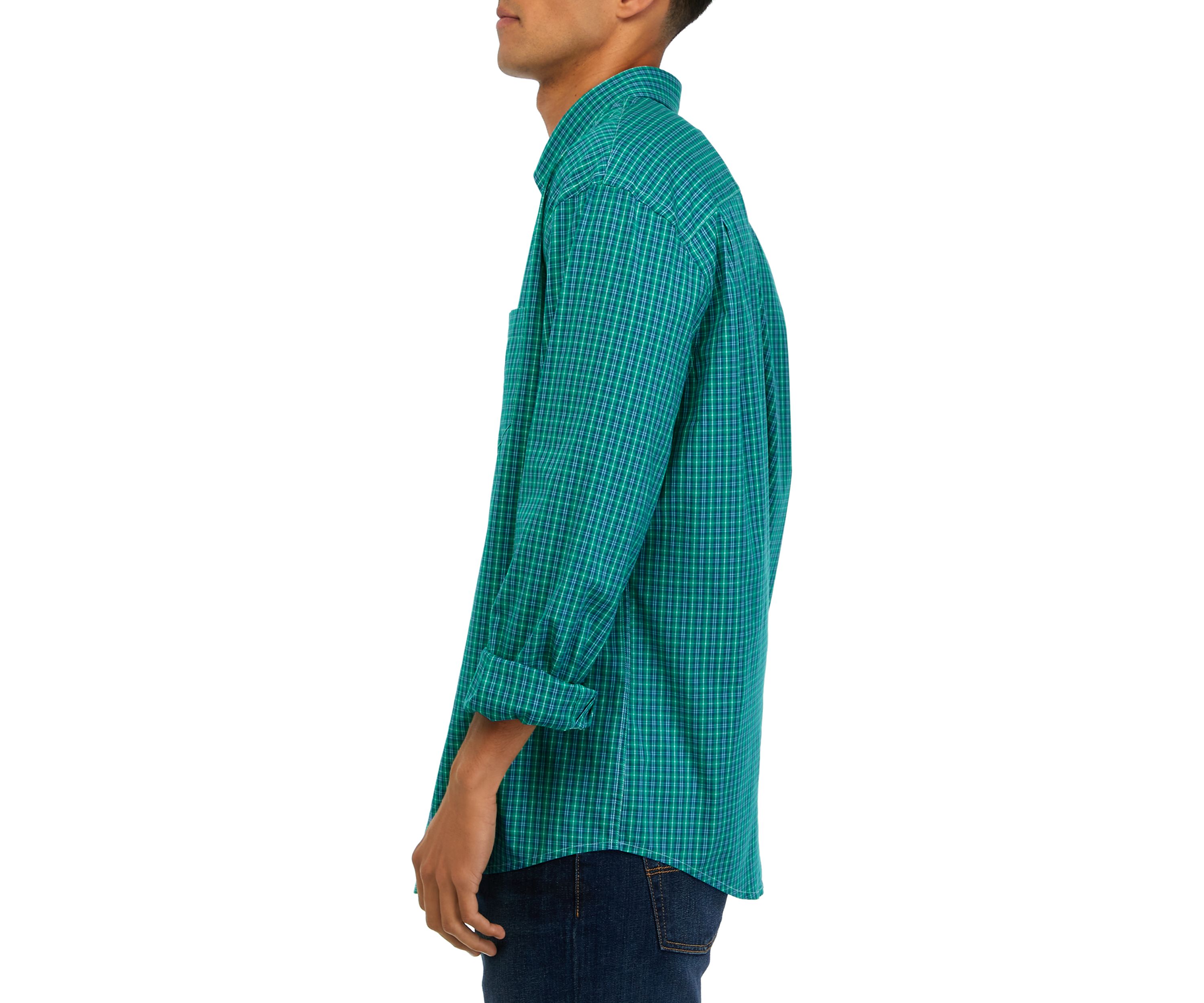 Long Sleeve Woven Poplin Plaid Shirt