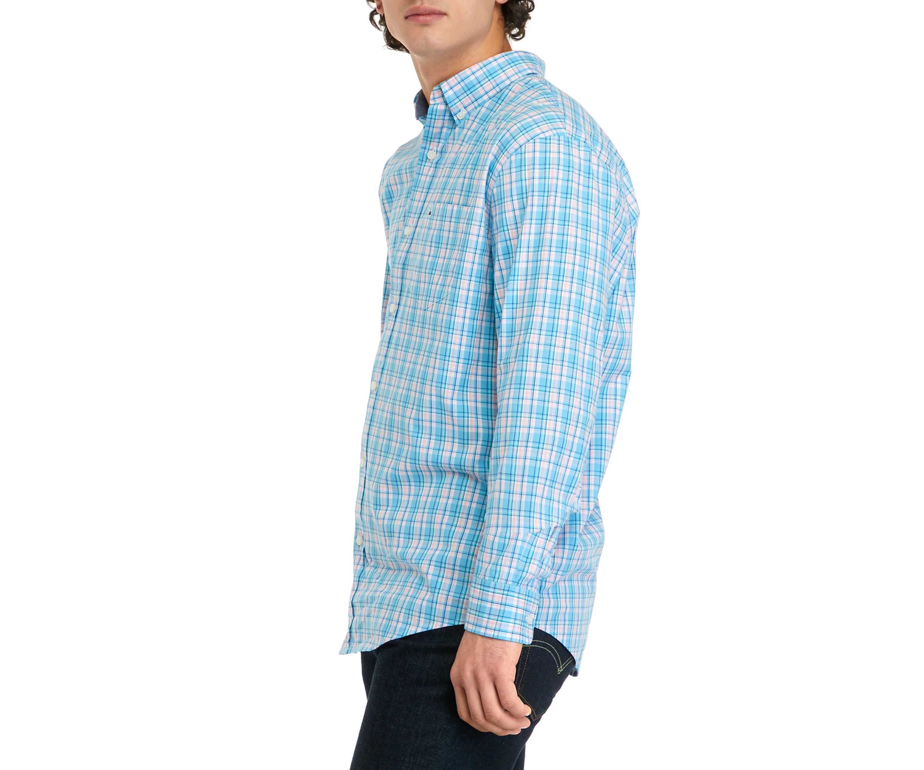 Long Sleeve Woven Colored Plaid Shirt