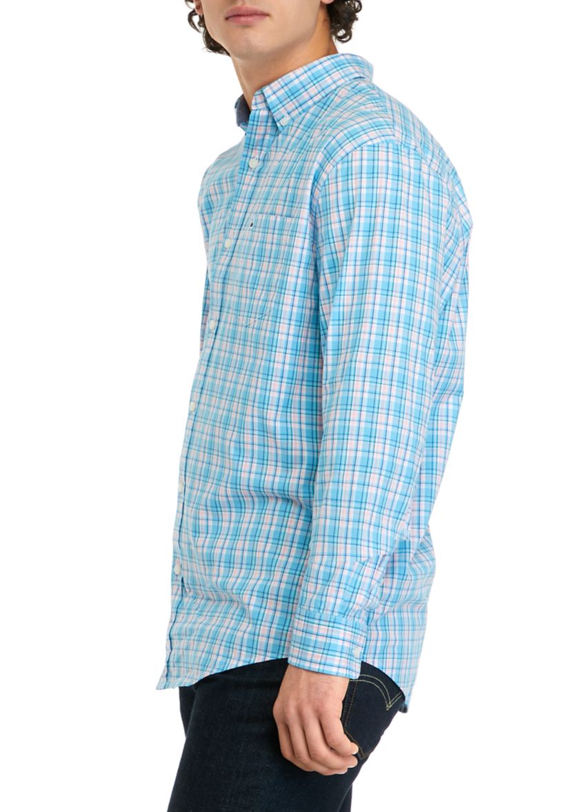 Long Sleeve Woven Colored Plaid Shirt
