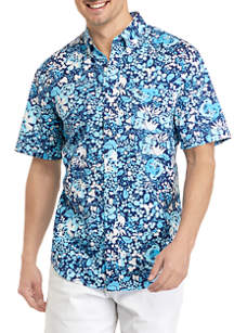 Crown & Ivy™ Short Sleeve Woven Poplin Print Shirt | belk