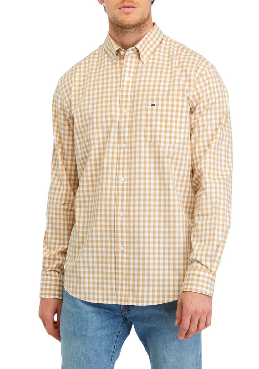 Printed Poplin Long Sleeve Button Down Shirt