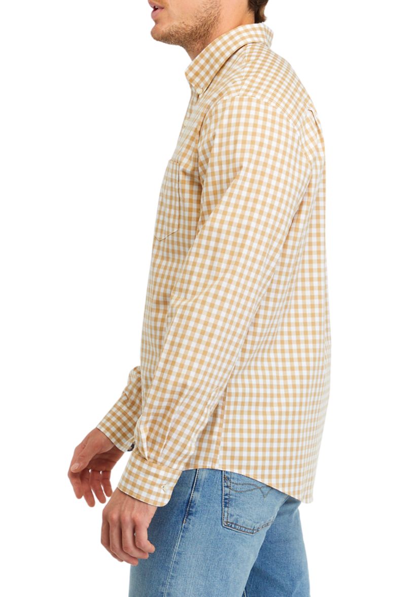 Printed Poplin Long Sleeve Button Down Shirt
