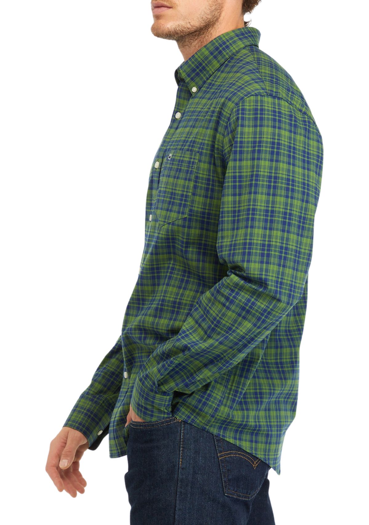 Poplin Plaid Printed Long Sleeve Shirt