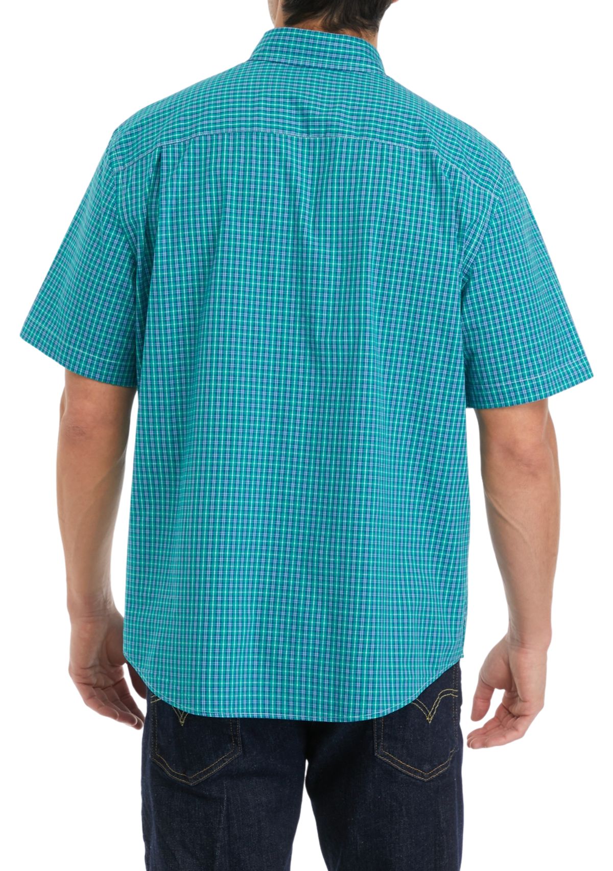 Woven Poplin Plaid Button Down Shirt