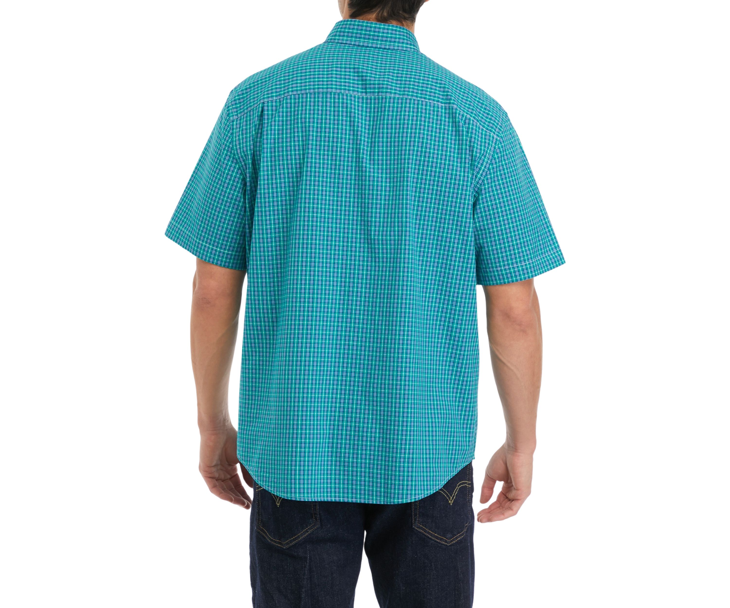 Woven Poplin Plaid Button Down Shirt