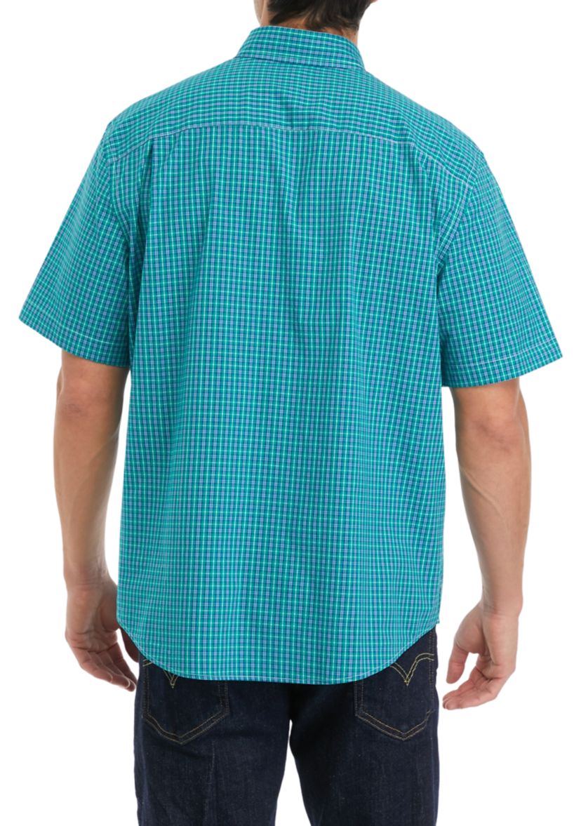Woven Poplin Plaid Button Down Shirt