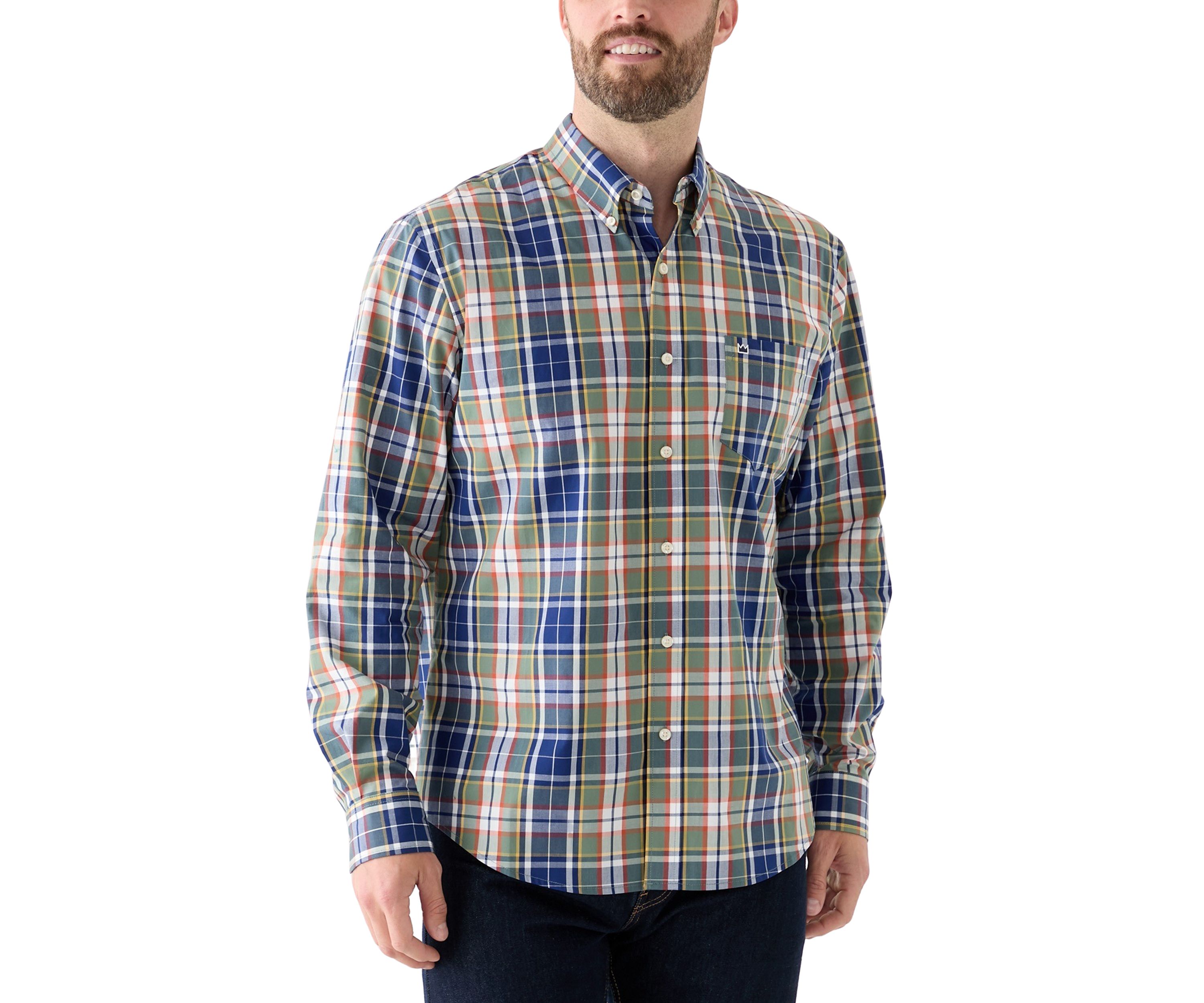 Poplin Long Sleeve Plaid Printed Shirt