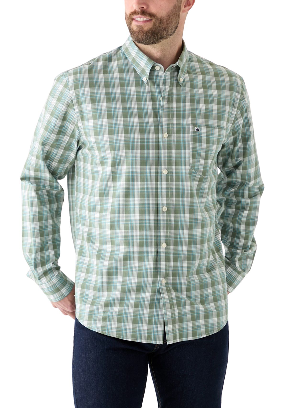 Poplin Long Sleeve Plaid Printed Shirt