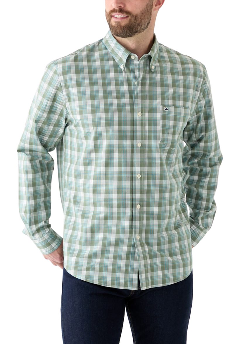 Poplin Long Sleeve Plaid Printed Shirt