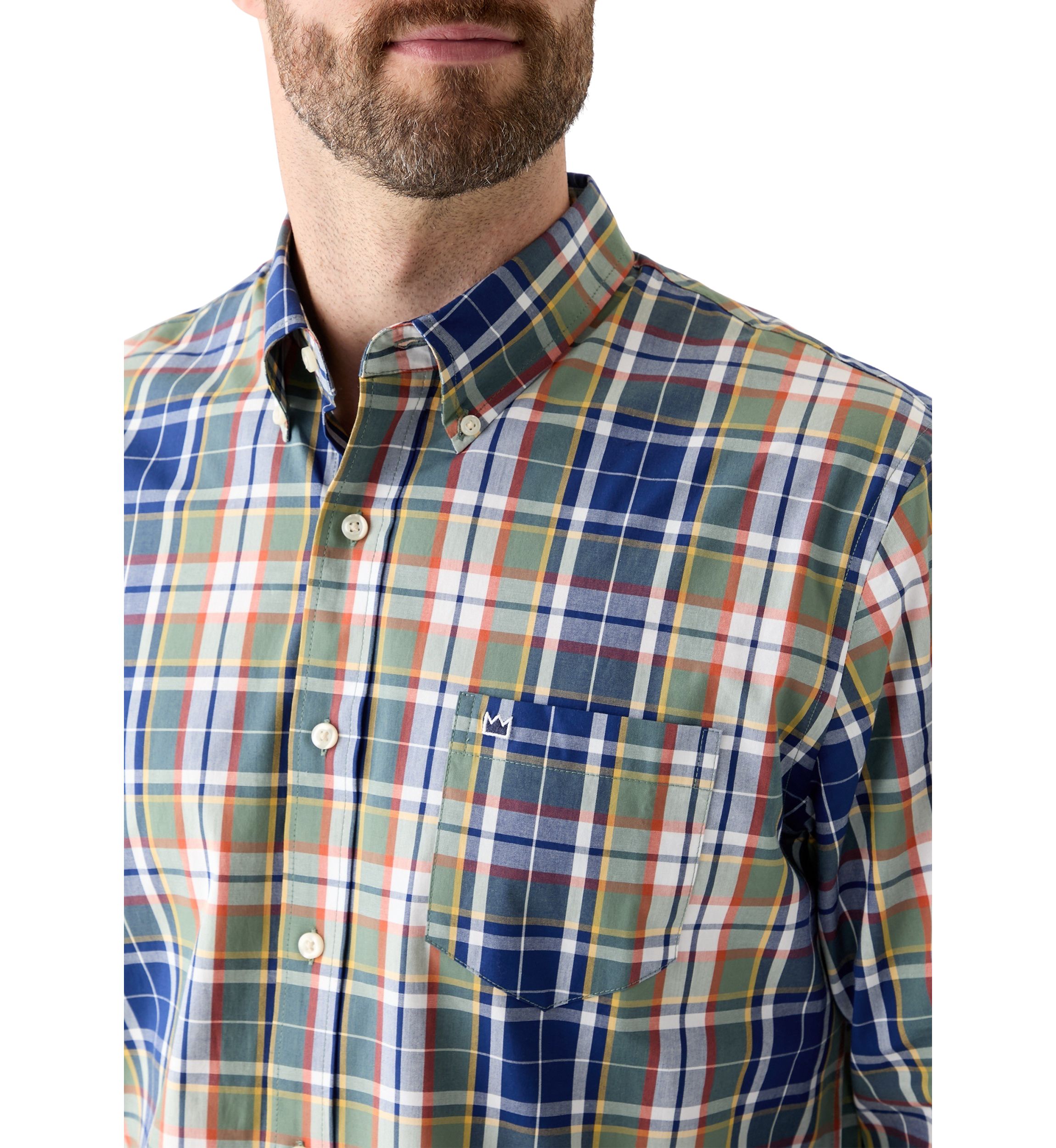 Poplin Long Sleeve Plaid Printed Shirt