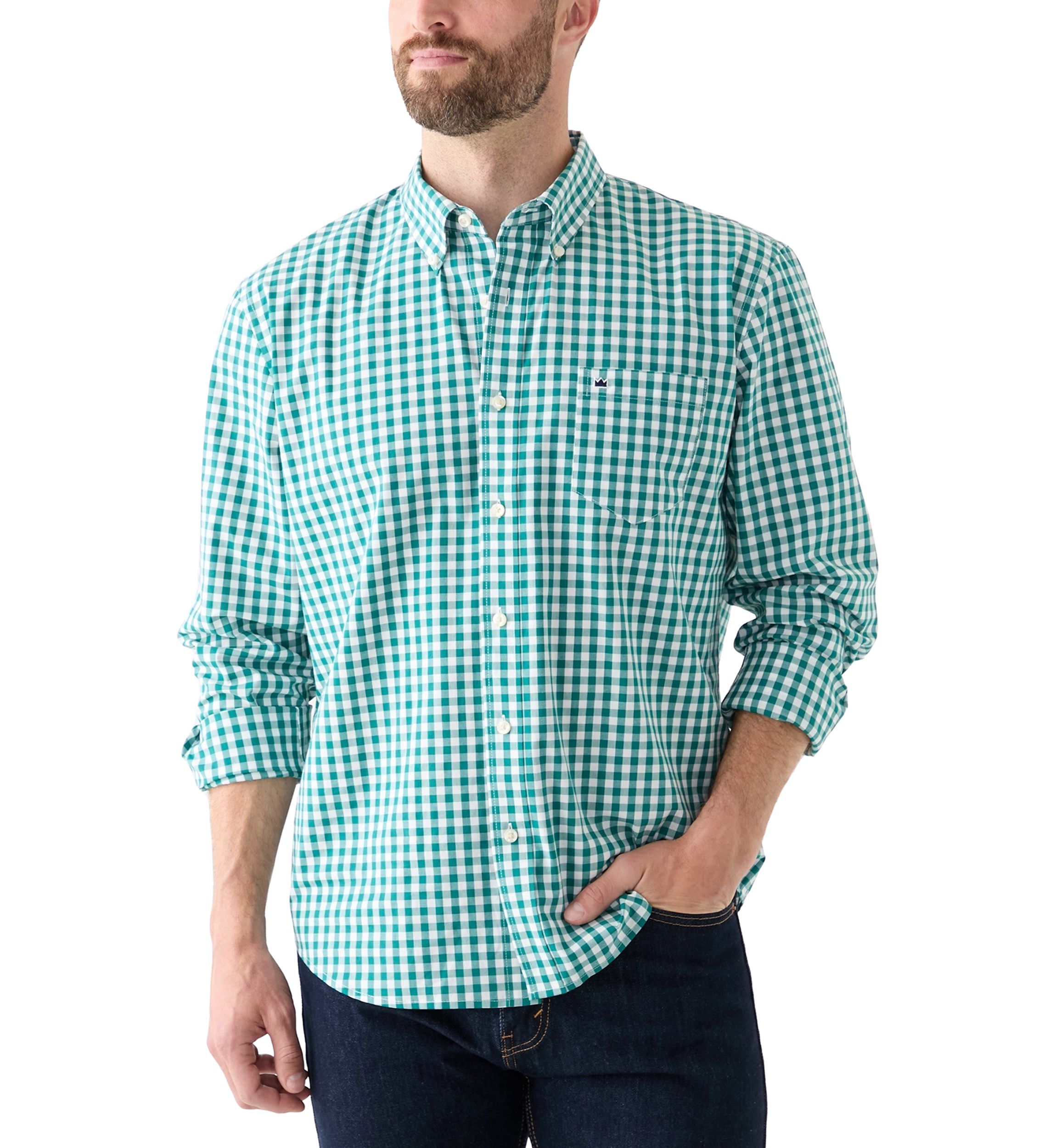 Poplin Gingham Printed Button Down Shirt