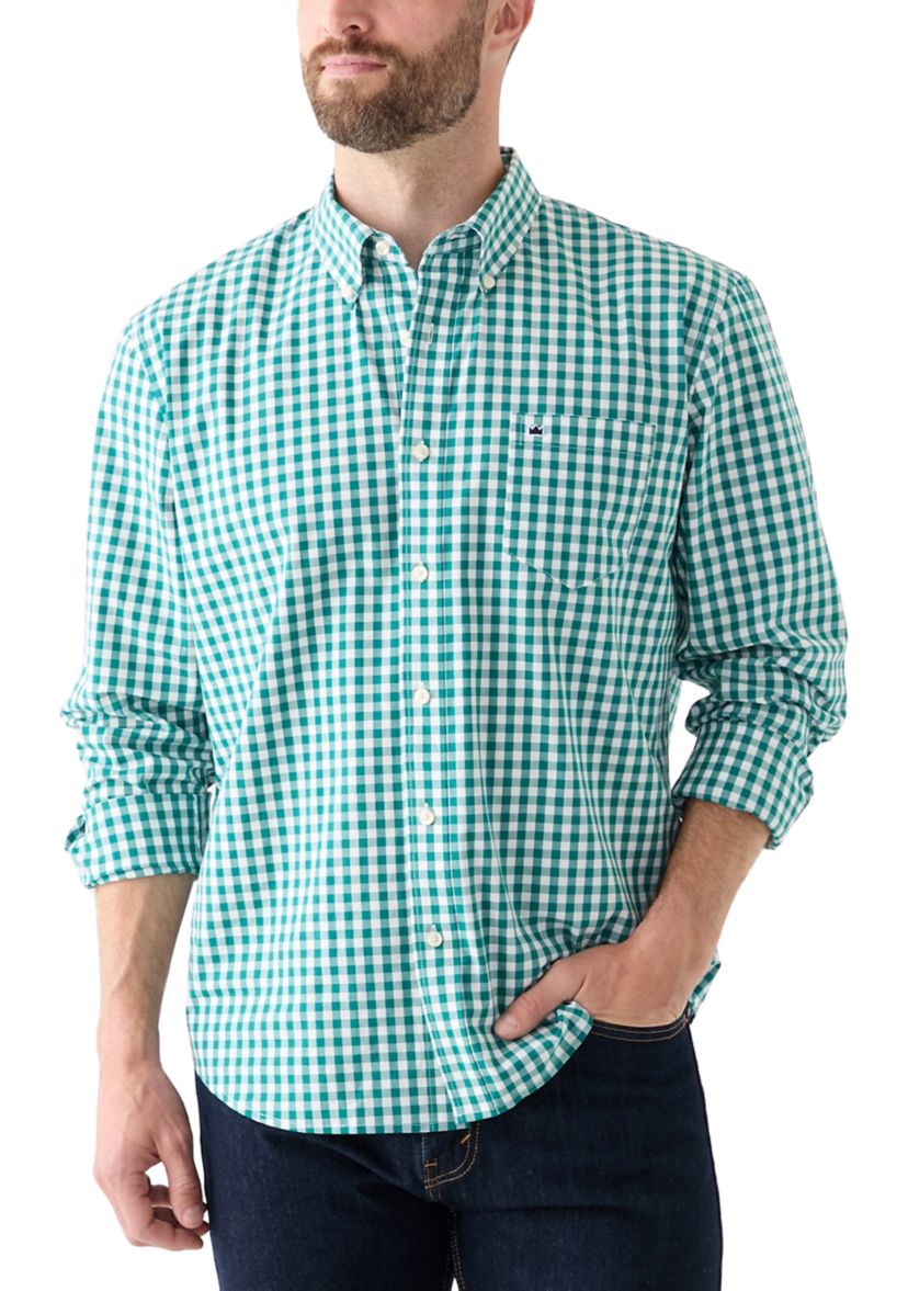 Poplin Gingham Printed Button Down Shirt