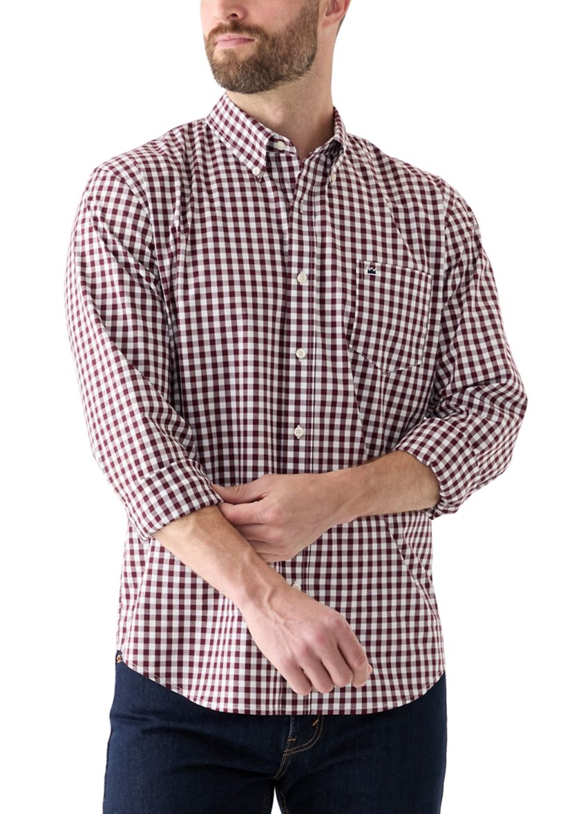 Poplin Gingham Printed Button Down Shirt
