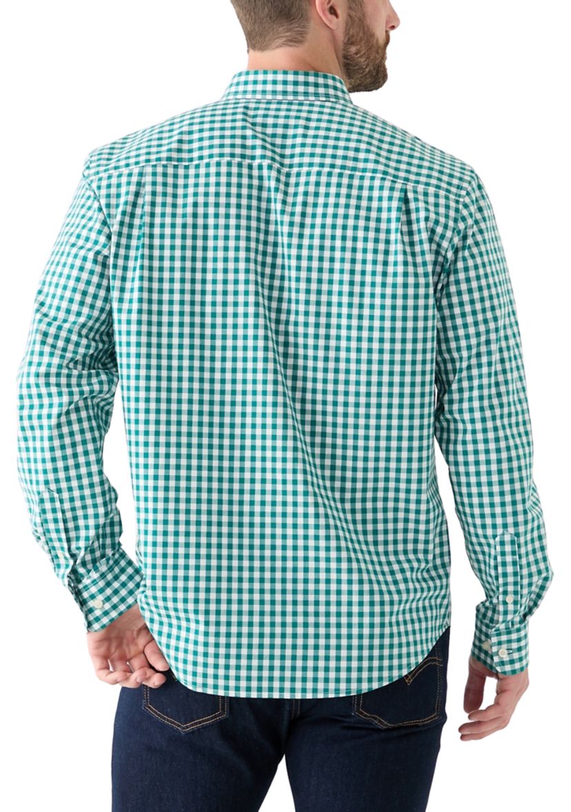 Poplin Gingham Printed Button Down Shirt
