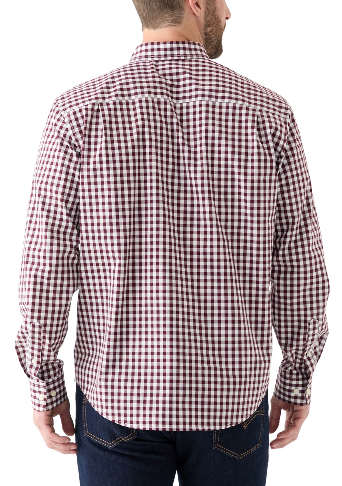 Poplin Gingham Printed Button Down Shirt