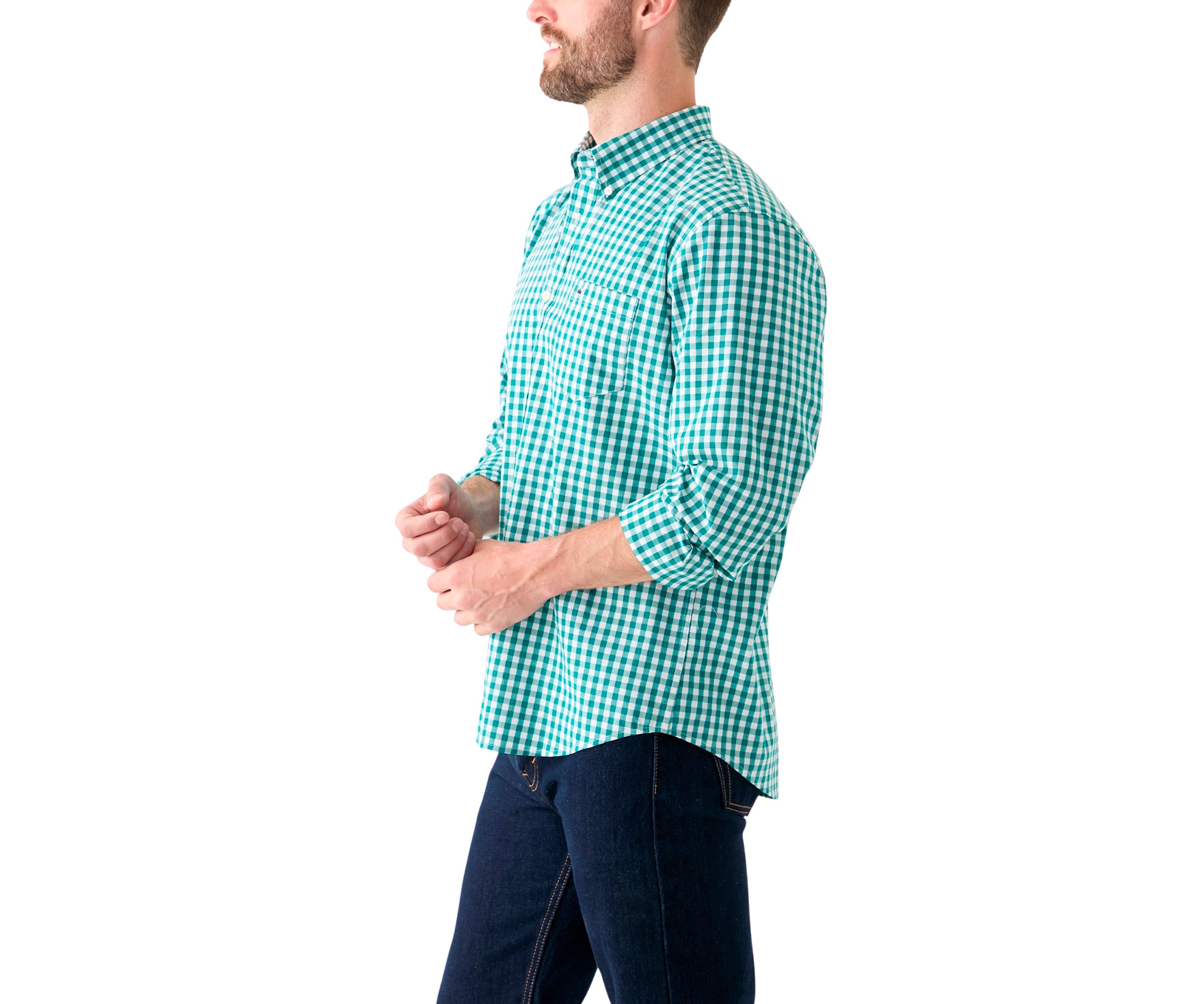 Poplin Gingham Printed Button Down Shirt