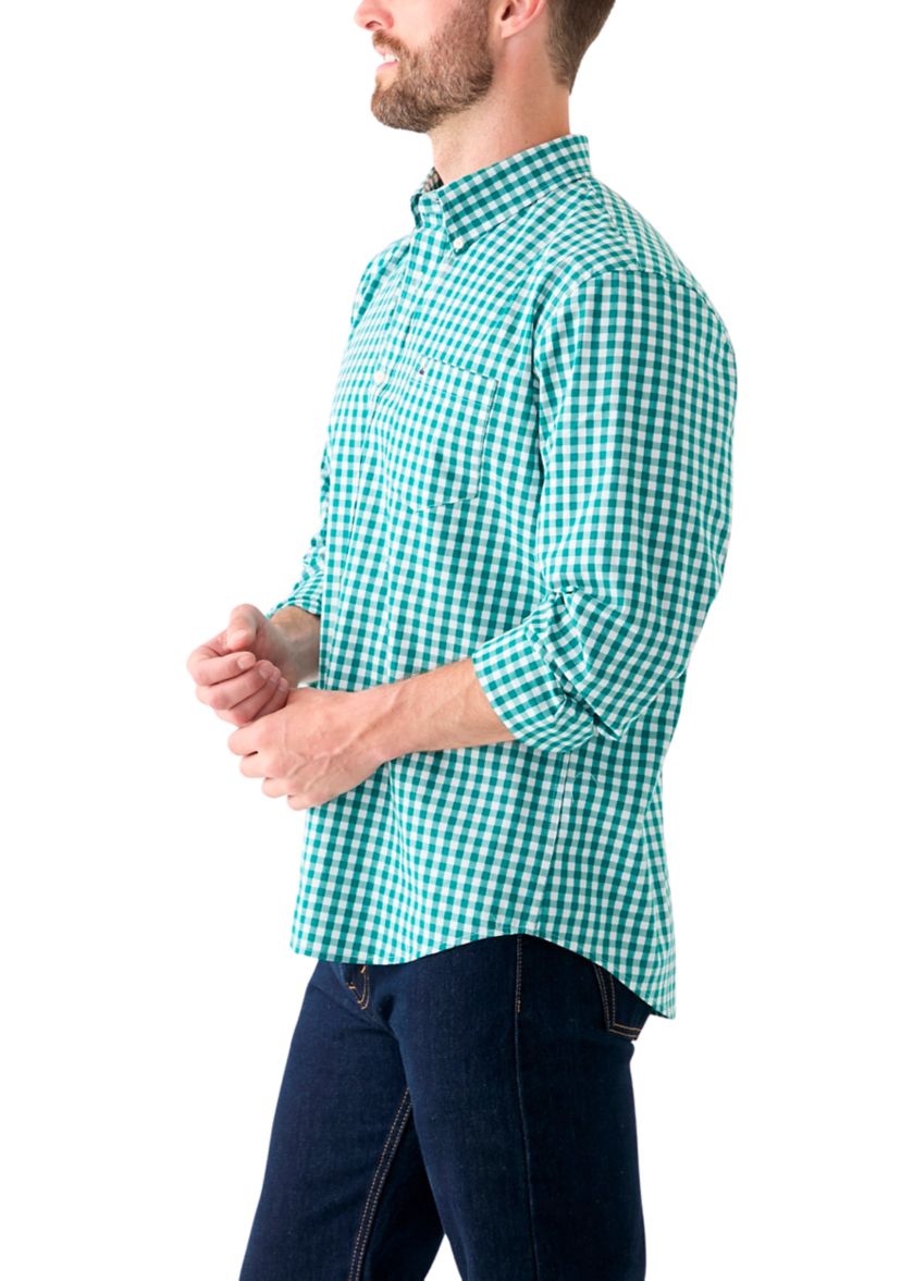 Poplin Gingham Printed Button Down Shirt