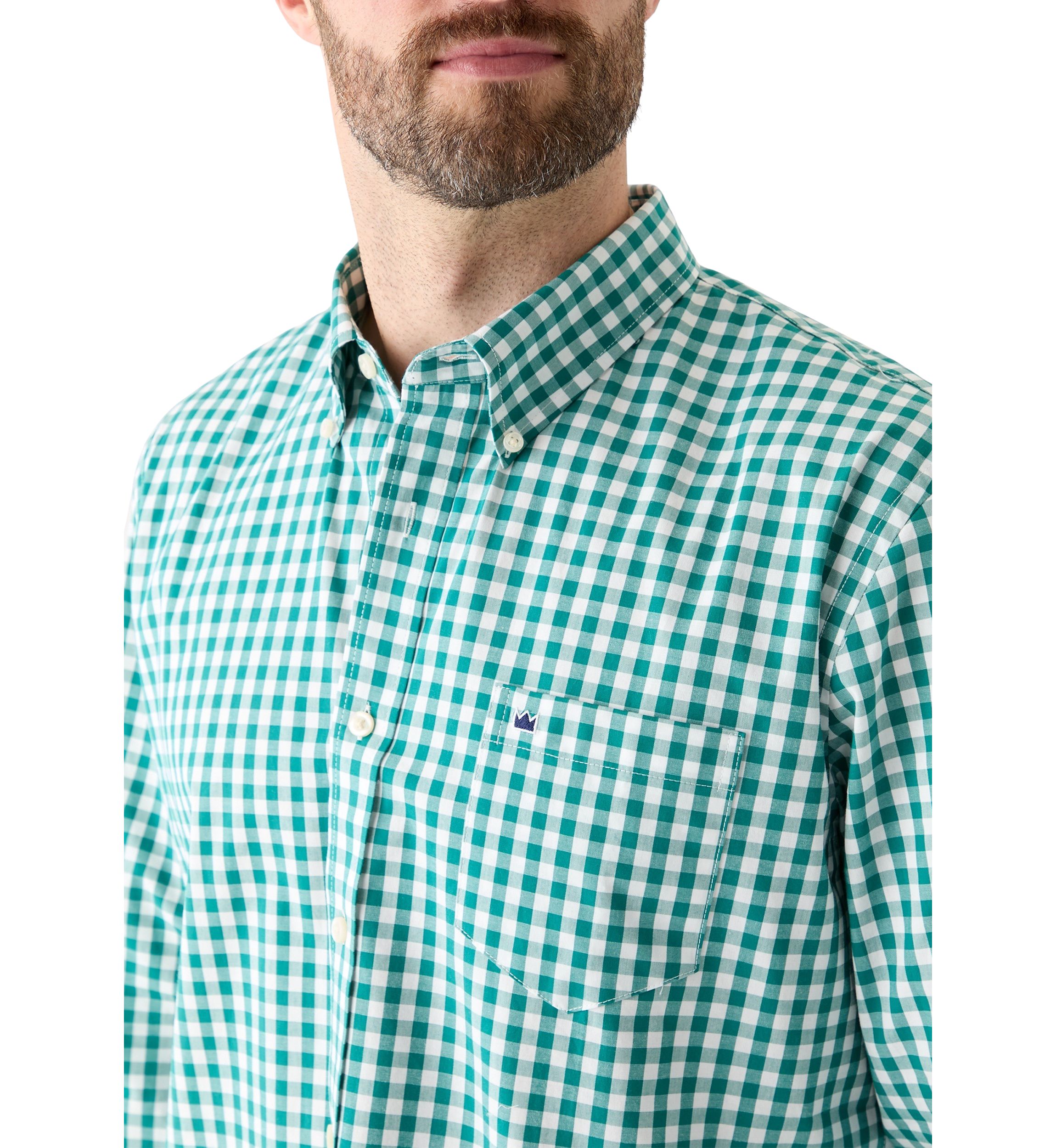 Poplin Gingham Printed Button Down Shirt