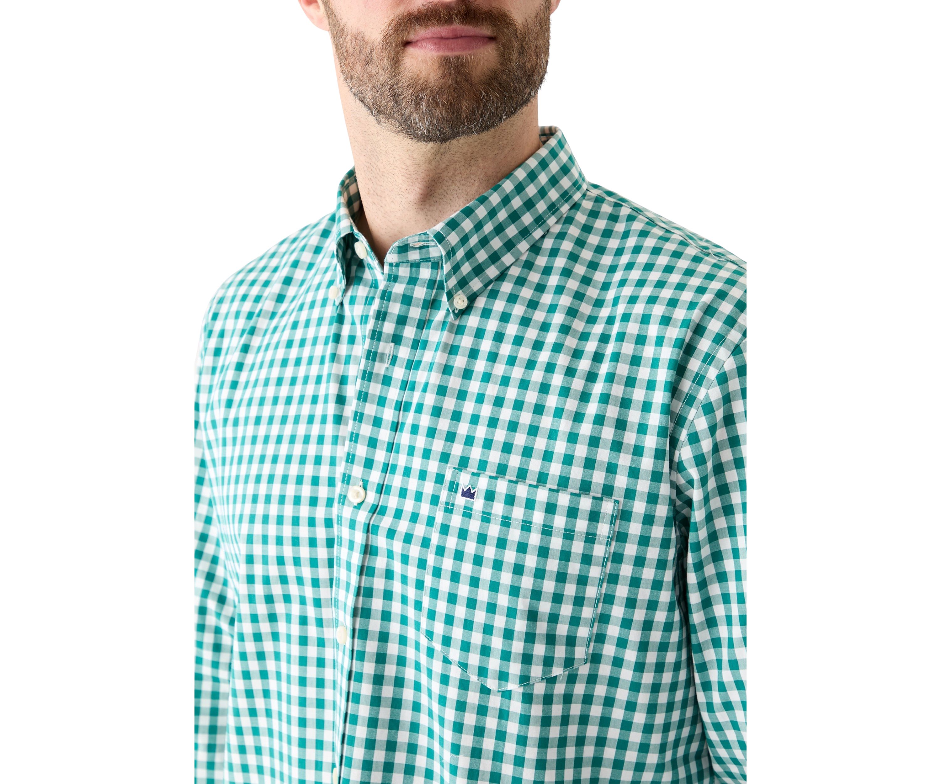 Poplin Gingham Printed Button Down Shirt