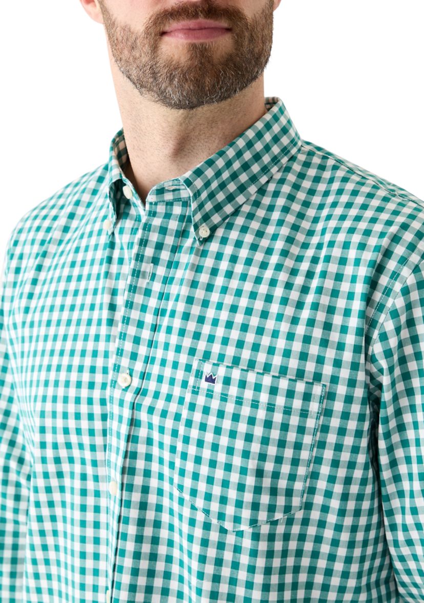 Poplin Gingham Printed Button Down Shirt