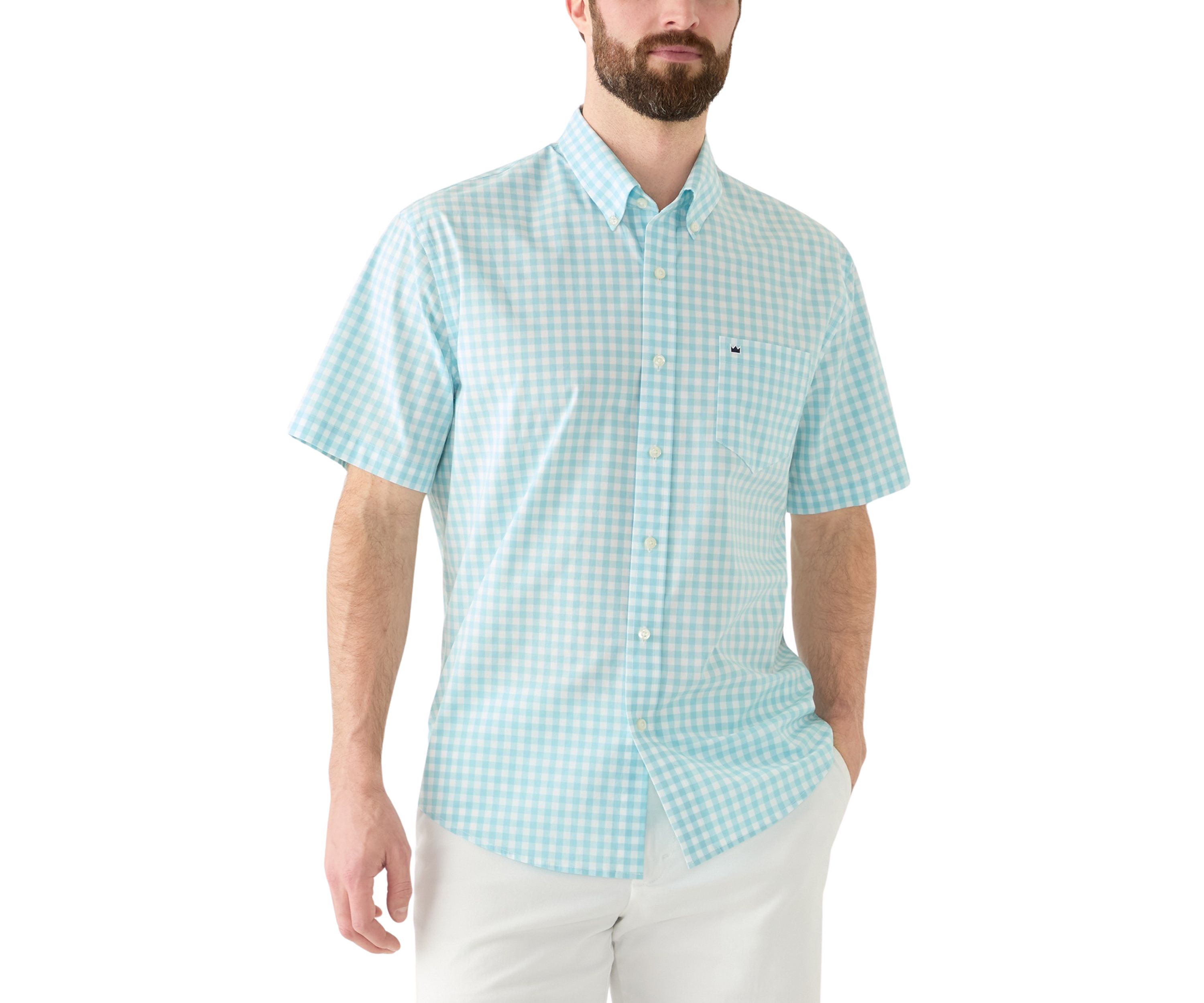 Short Sleeve Gingham Poplin Shirt