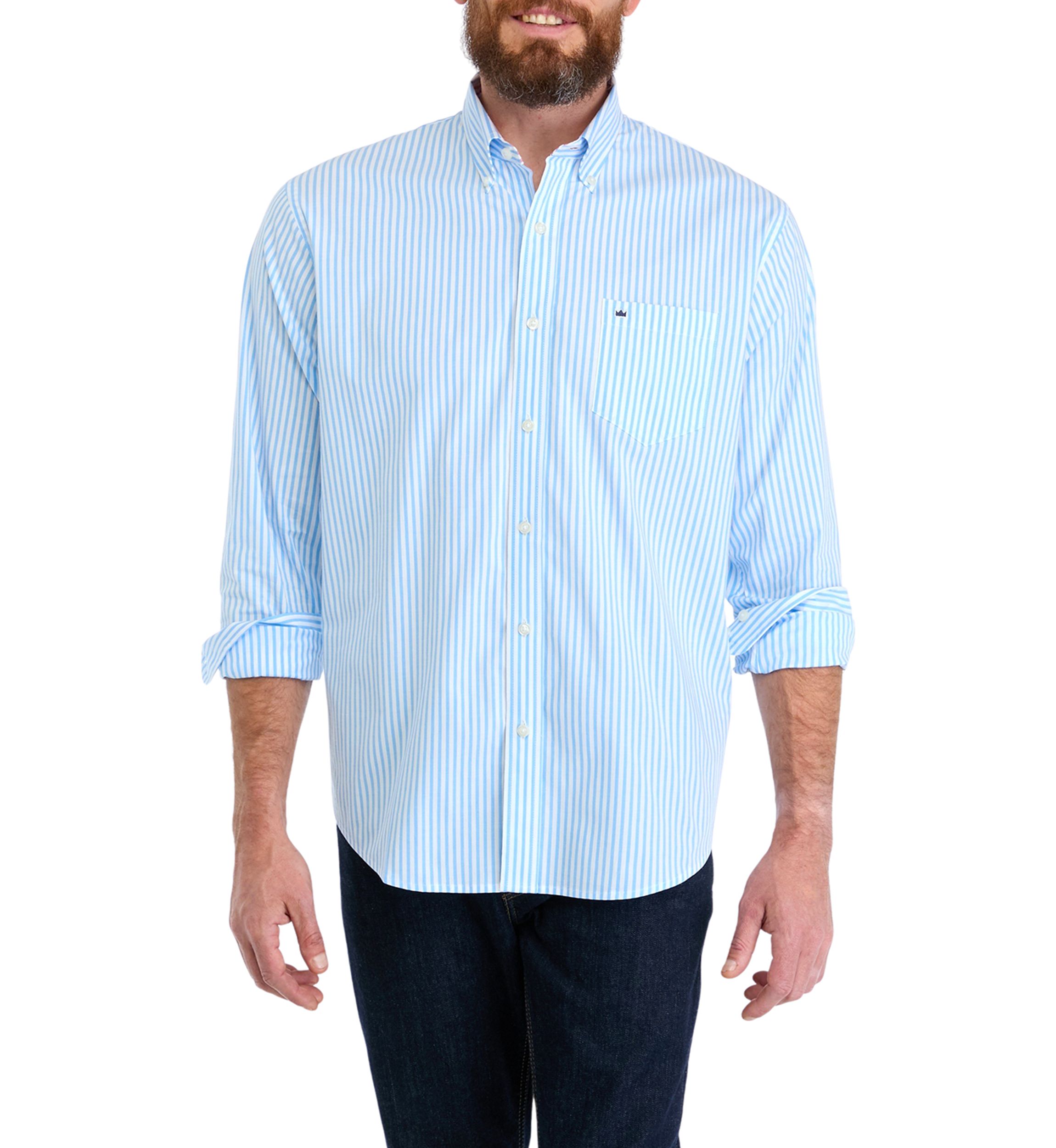 Long Sleeve Striped Poplin Button Down Shirt