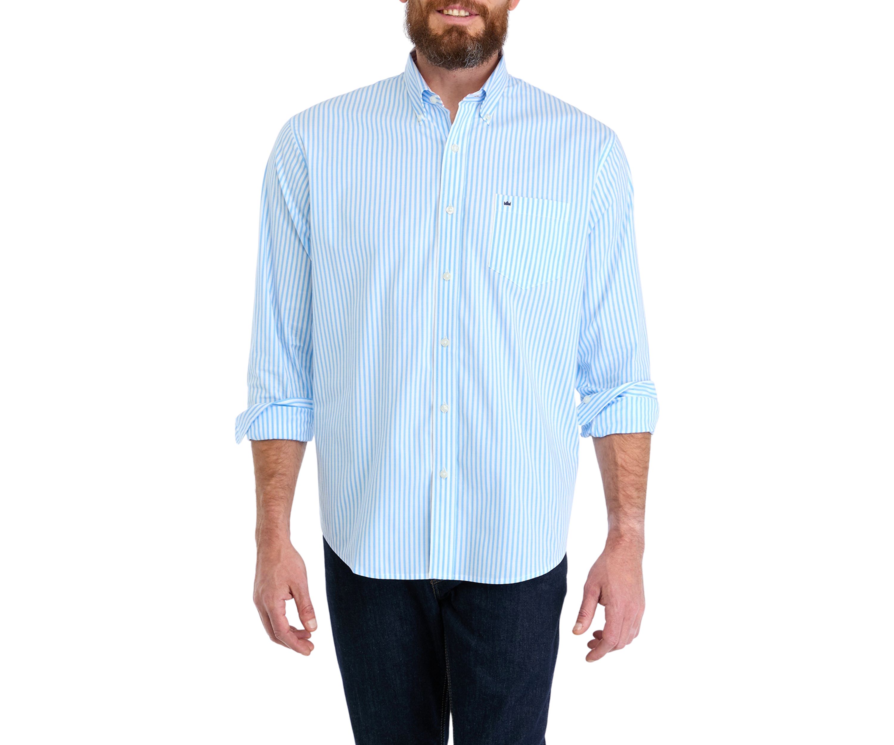 Long Sleeve Striped Poplin Button Down Shirt