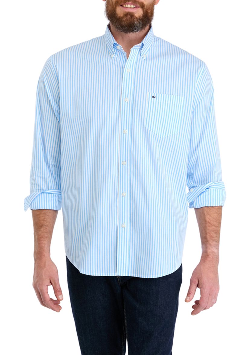 Long Sleeve Striped Poplin Button Down Shirt