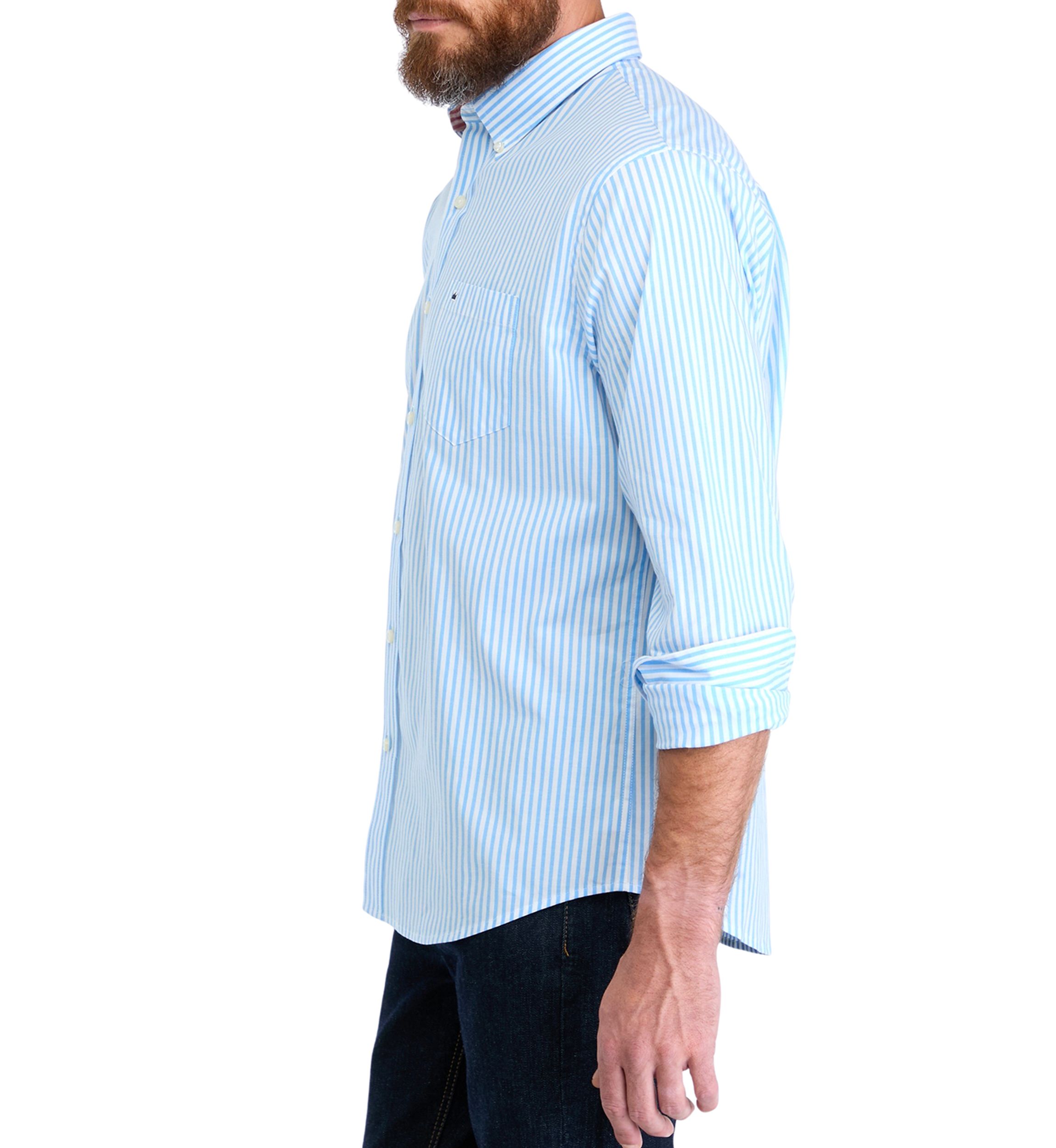 Long Sleeve Striped Poplin Button Down Shirt