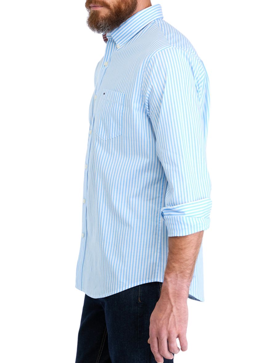 Long Sleeve Striped Poplin Button Down Shirt