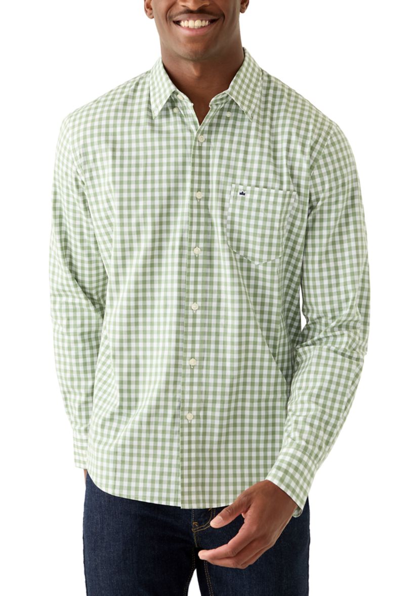 Mens Long Sleeve Poplin Gingham Shirt