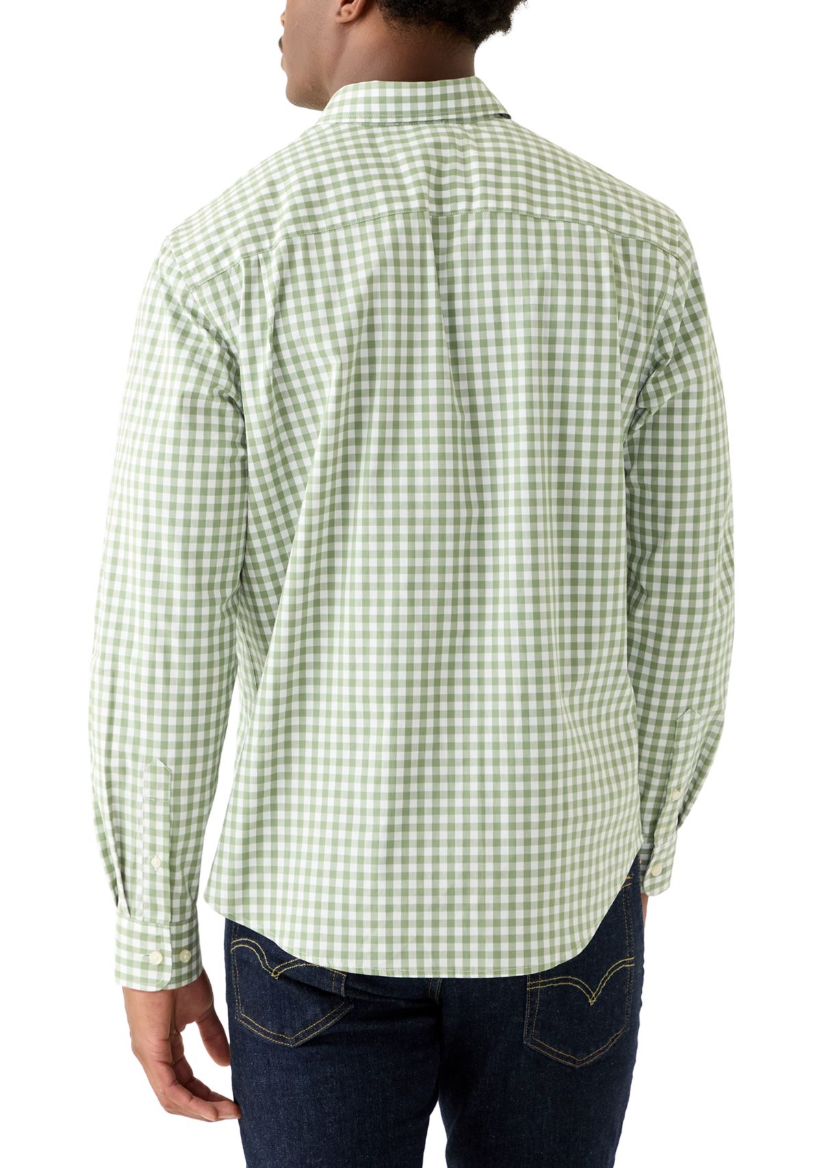 Mens Long Sleeve Poplin Gingham Shirt