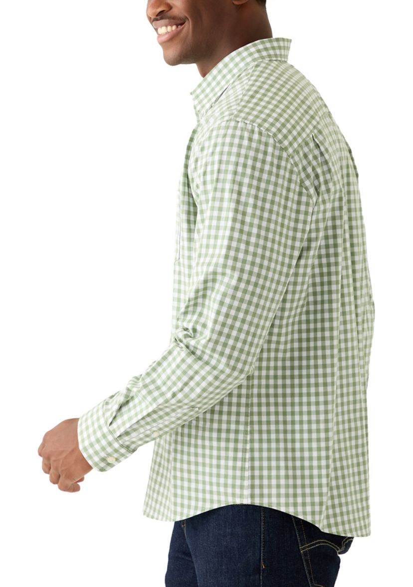 Mens Long Sleeve Poplin Gingham Shirt