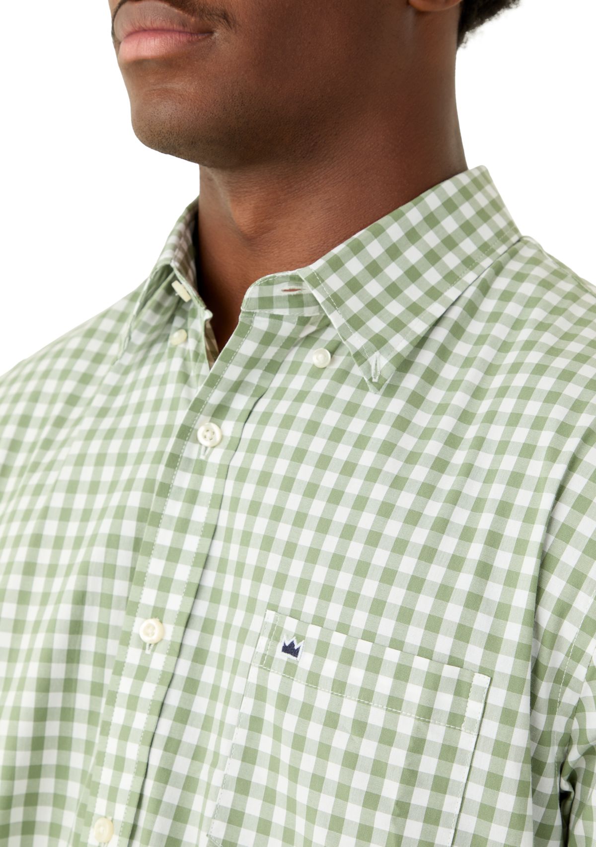 Mens Long Sleeve Poplin Gingham Shirt