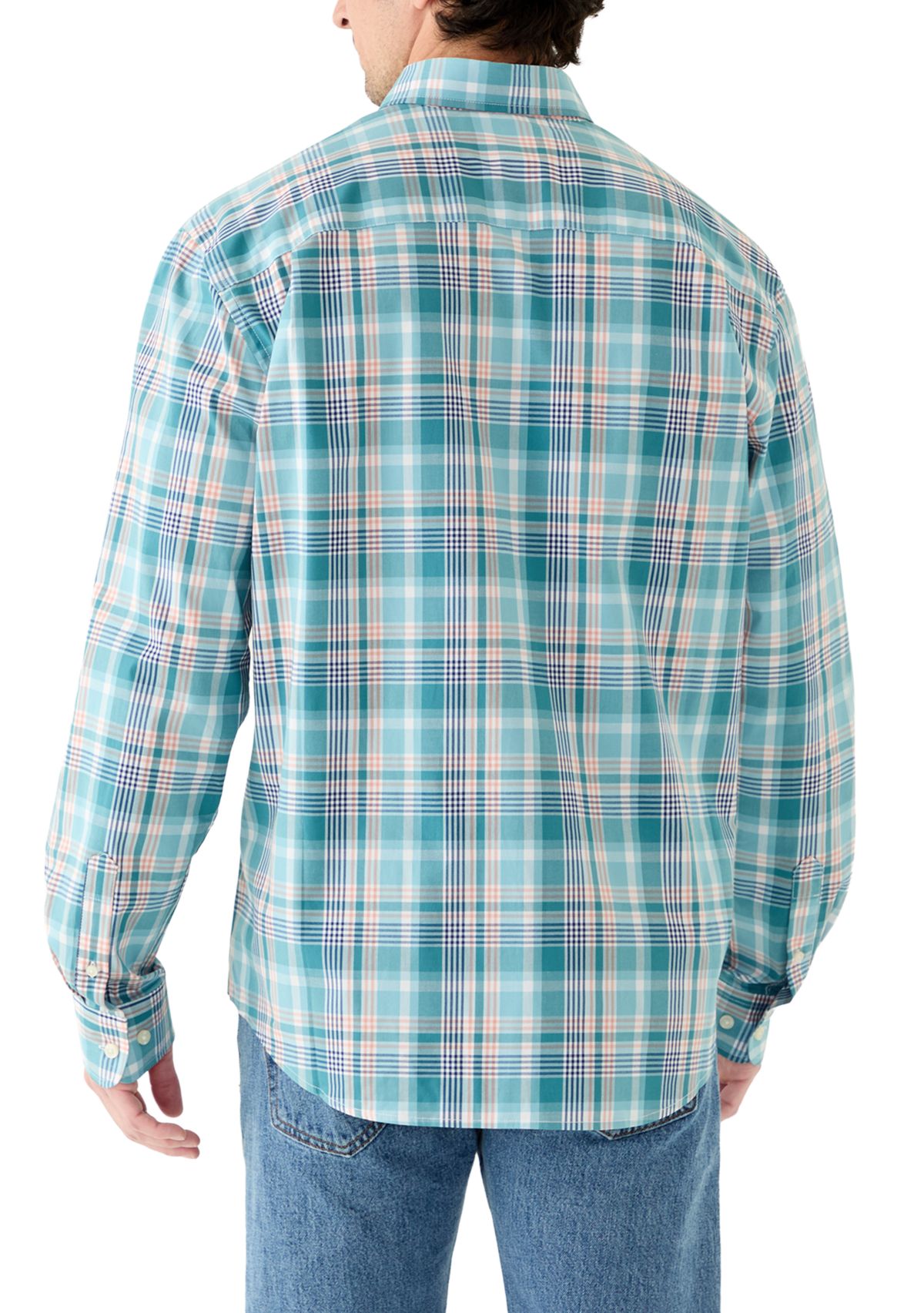 Mens Long Sleeve Poplin Plaid Shirt