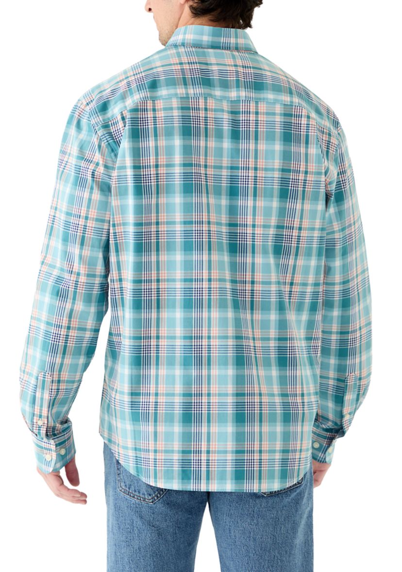 Mens Long Sleeve Poplin Plaid Shirt