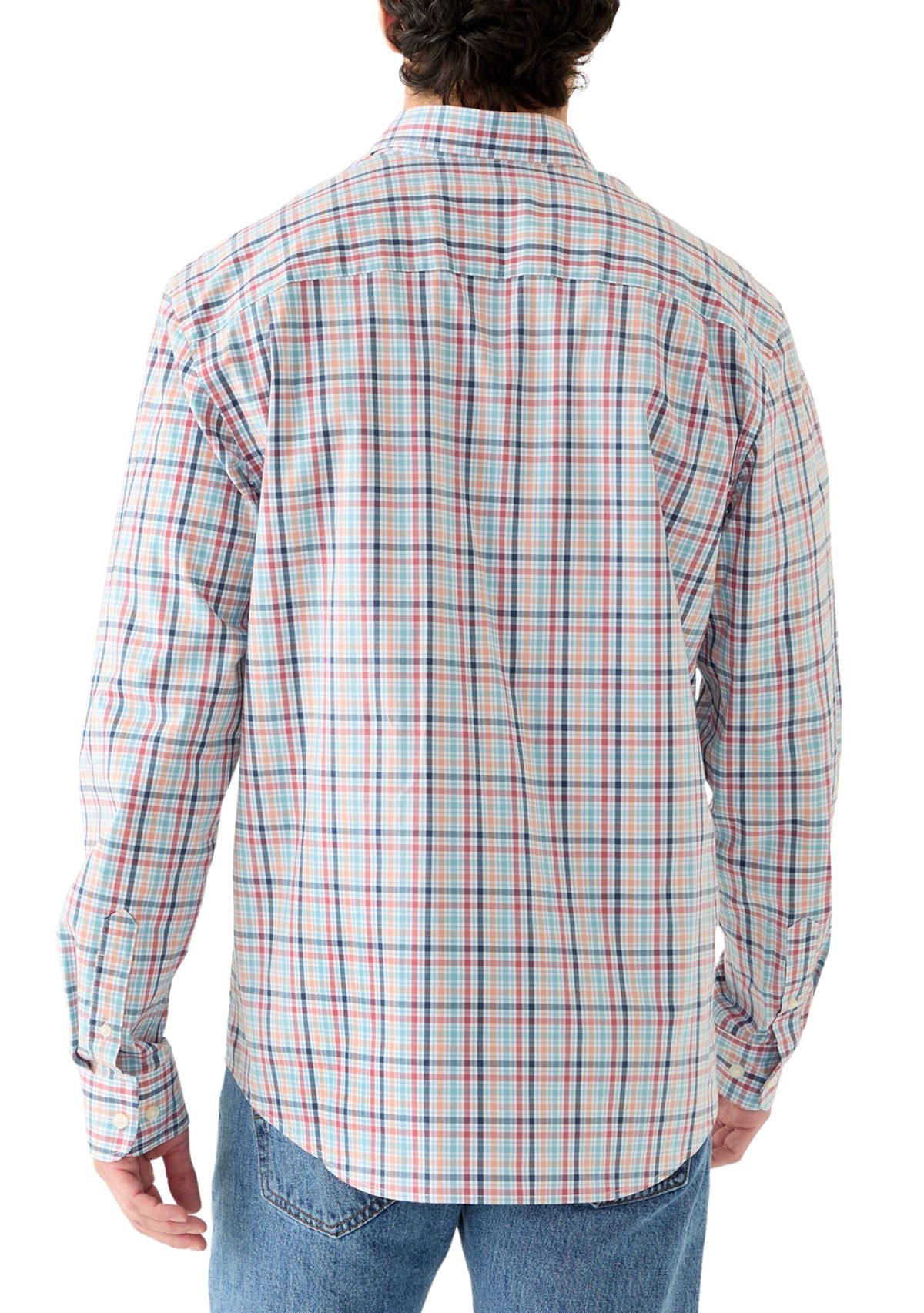 Mens Long Sleeve Poplin Plaid Shirt