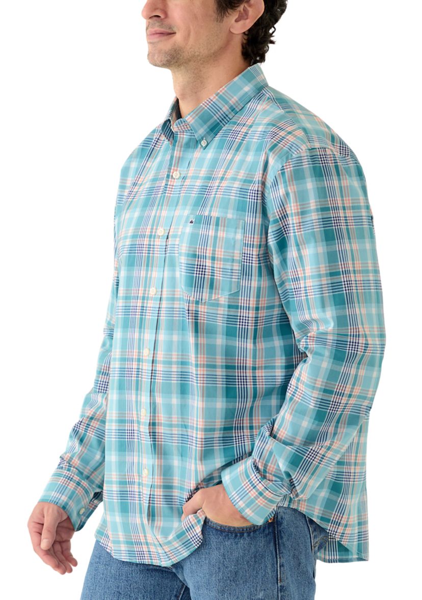 Mens Long Sleeve Poplin Plaid Shirt