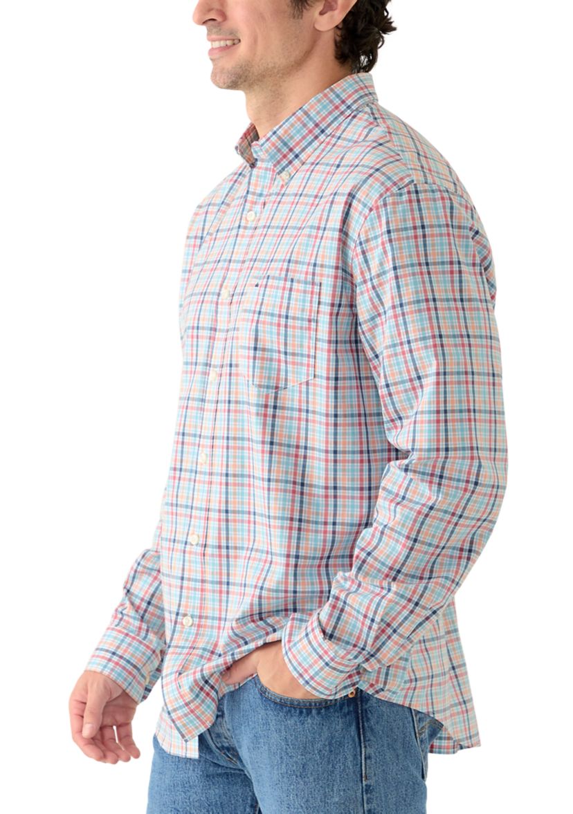 Mens Long Sleeve Poplin Plaid Shirt