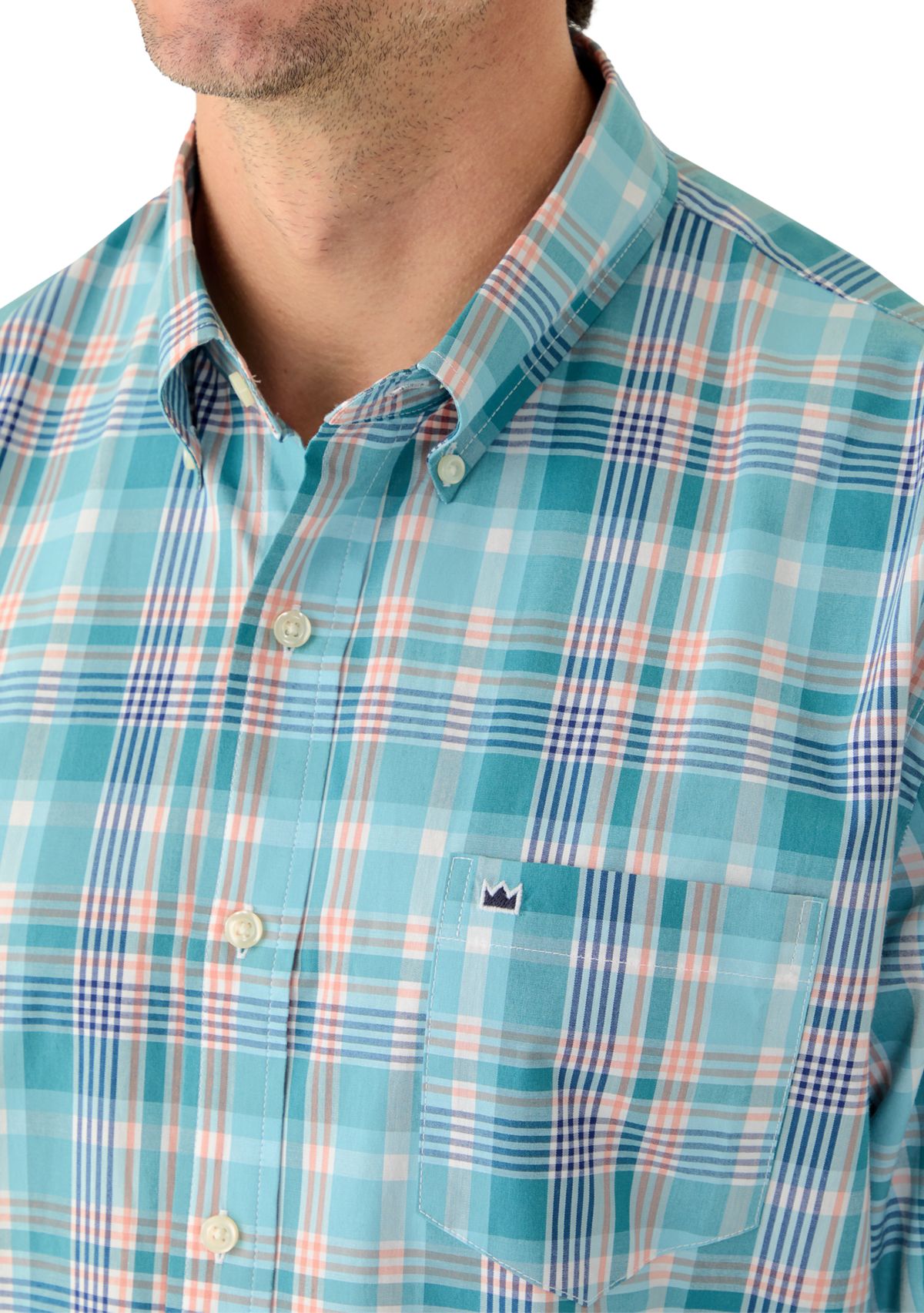 Mens Long Sleeve Poplin Plaid Shirt