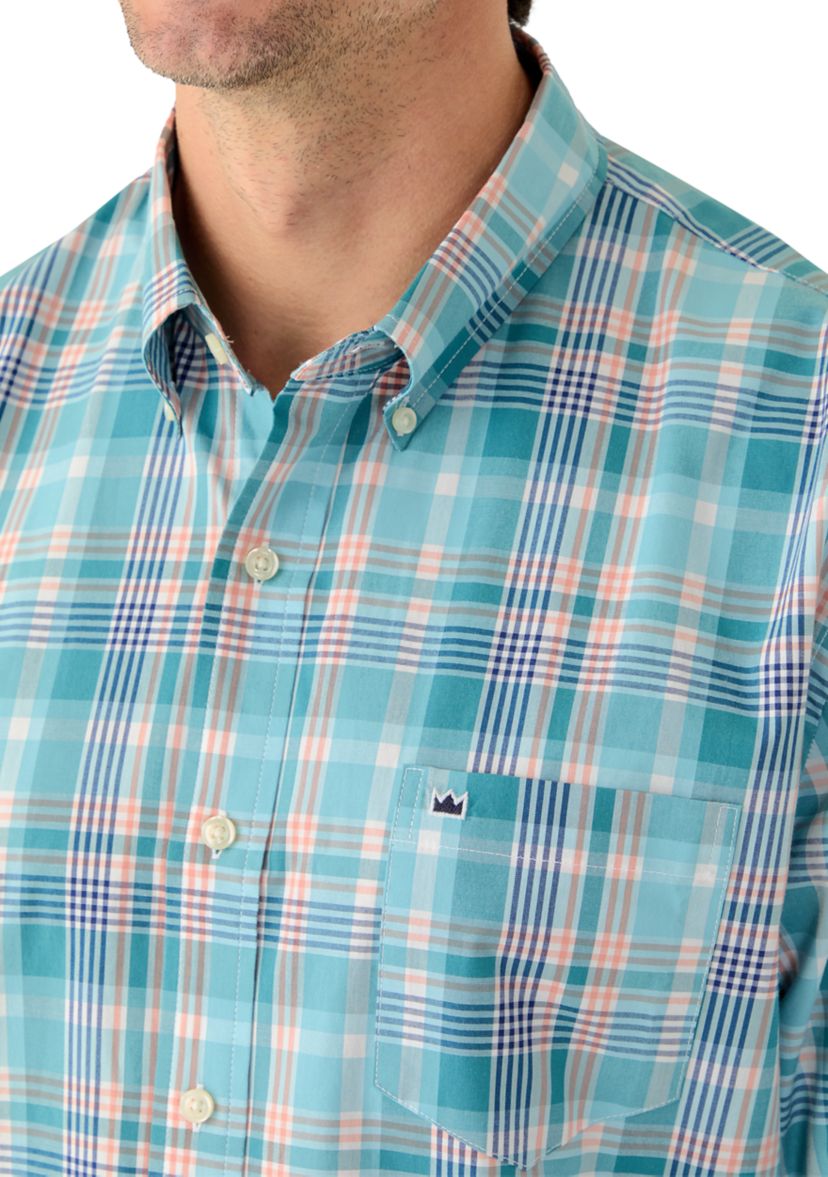 Mens Long Sleeve Poplin Plaid Shirt