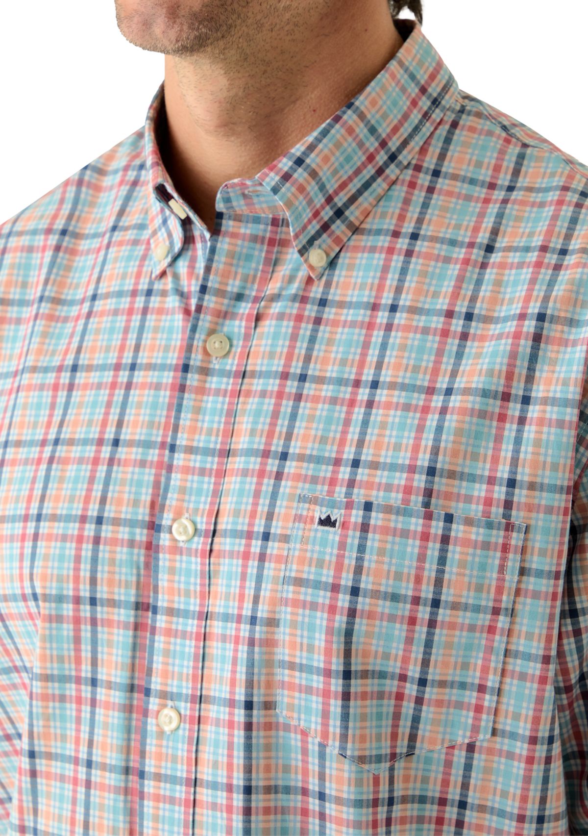 Mens Long Sleeve Poplin Plaid Shirt