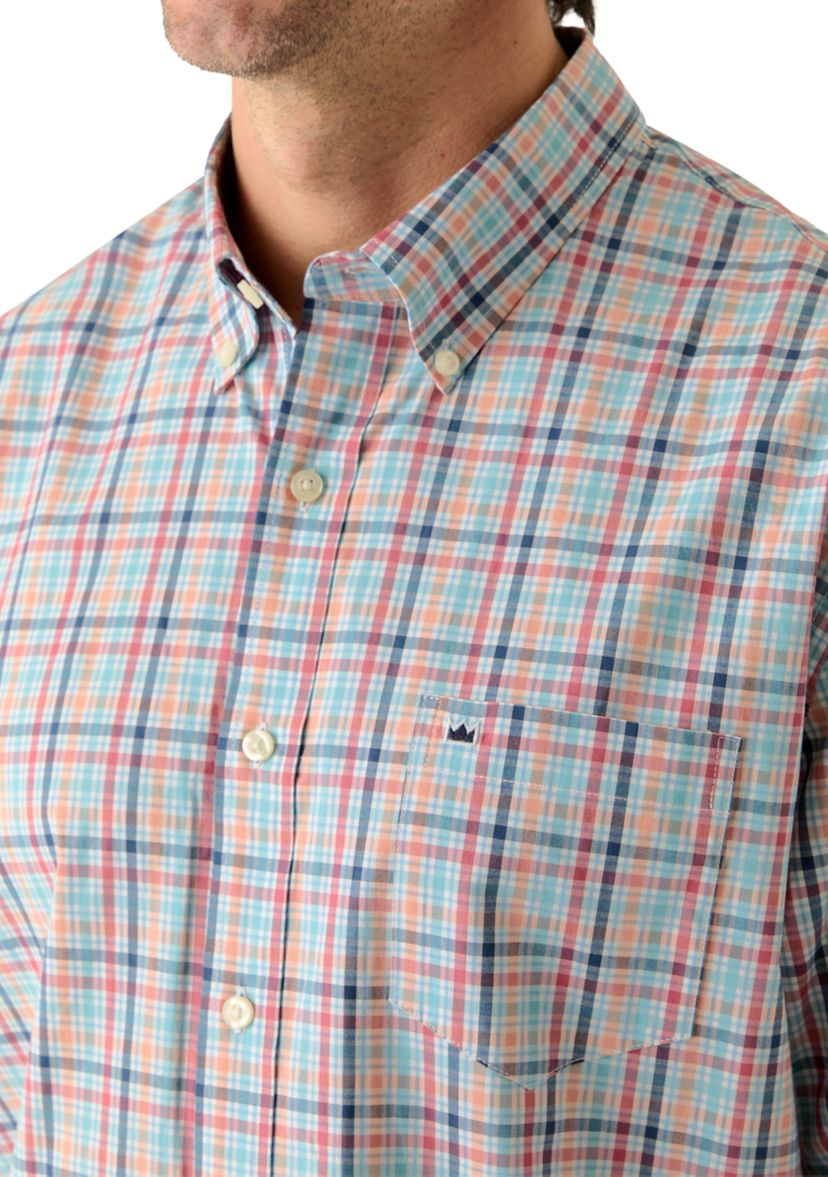 Mens Long Sleeve Poplin Plaid Shirt