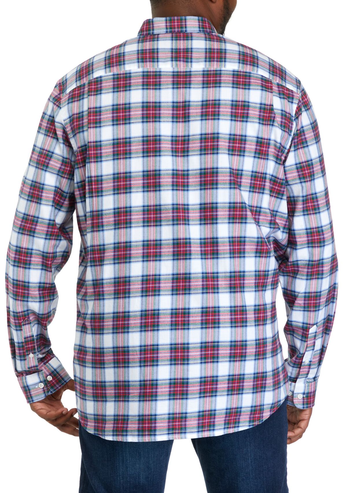 Big & Tall Long Sleeve Woven Twill Plaid Shirt